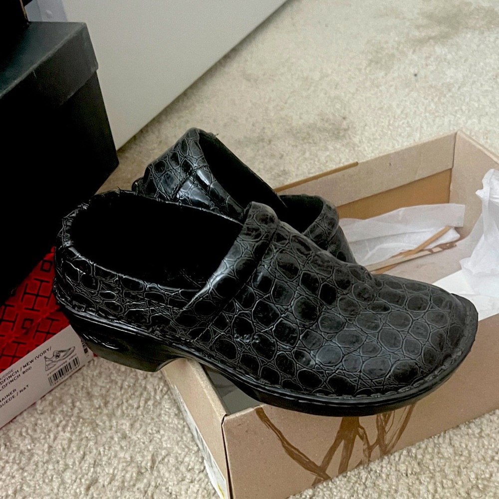 Black Croc-Embossed Slip-On Shoes